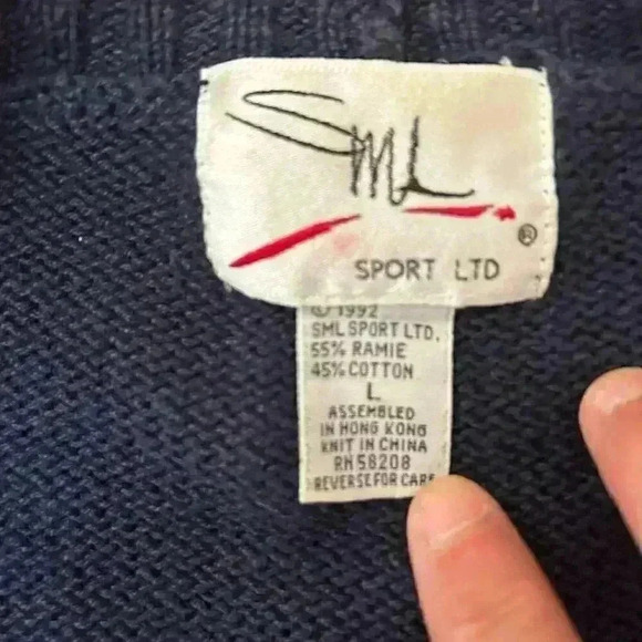 Vintage 90s Patchwork Cardigan Sweater 1992 Preppy Retro Size Large Embroidered - Picture 7 of 10